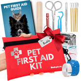Rubyloo dog first aid kit in a compact backpack for hiking readiness