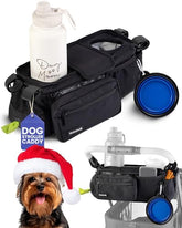 Rubyloo dog stroller caddy with poop bag dispenser for easy cleanup during walks.
