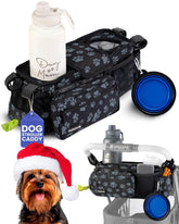 Rubyloo Dog Stroller Caddy front view with organized essentials on walks.