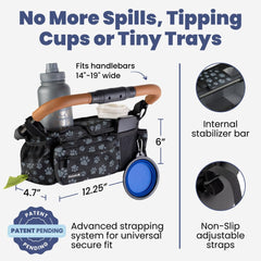 Rubyloo Dog Stroller Caddy insulated cup holders prevent spills.