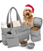 Rubyloo puffer dog travel bag grey front view for daily errands and chic dog mom style