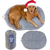 Rubyloo Travel Dog Bed folded for travel showing compact portability