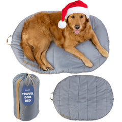 Rubyloo Travel Dog Bed folded for travel showing compact portability