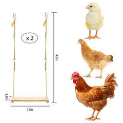 RubyQ chicken swing toy cotton rope detail emphasizes durable attachment.