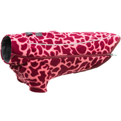 Ruffwear Climate Changer fleece jacket Berry Lava small, front view showing fit and warmth