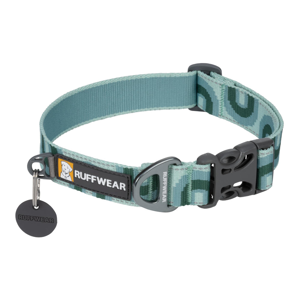 Ruffwear Crag Collar front view in grassy oxbow showing lightweight all-day comfort