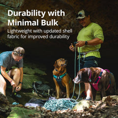 Ruffwear Flagline padded-handle closeup demonstrating lift assist for cars, steps, and rocky terrain