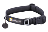 Ruffwear Front Range collar shows rugged durability for daily adventures in mud and rain.