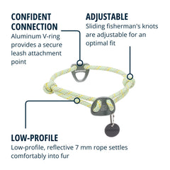 Ruffwear Knot-a-Collar slim rope design minimizes bulk and reduces pressure points