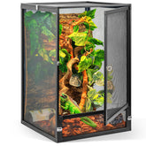 RunDuck 33 Gal panoramic terrarium offers full 360° viewing for clear reptile observation.