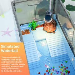 RunDuck Turtle Habitat Tank Kit features the heat lamp with UVB for healthy daily needs.