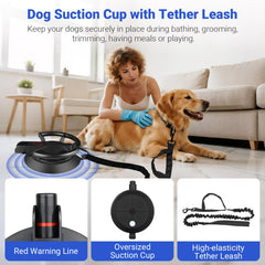 Ruppence high-elasticity tether keeps large dogs steady during baths and trimming.