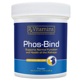 Rx Vitamins Phos-Bind powder tube close-up for easy mixing into pet meals.