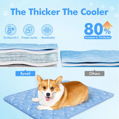 Rywell Dog Cooling Mat 2.0 uses Arc-Chill fabric for fast, lasting cooling indoors or outdoors.