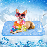 Rywell Dog Cooling Mat 2.0 blue surface shows thermochromic color change for cooling visibility.