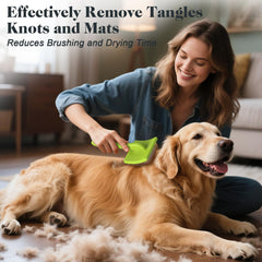 Saccison slicker brush ergonomic handle supports comfortable grooming during long sessions.