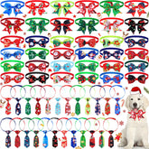 Sadnyy Christmas dog bows Santa pattern for festive photo ops
