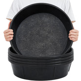 Sadnyy rubber feeder pan heavy-duty construction reduces tipping during feeding.