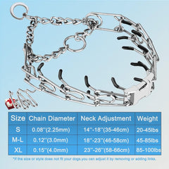Safiman prong collar two extra links included for quick, safe size adjustments across breeds.
