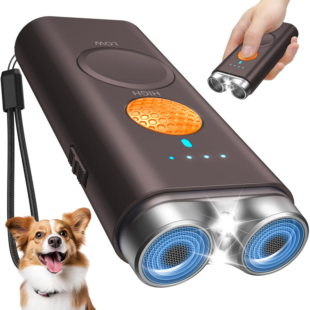 Saigain dog bark deterrent device front view with dual ultrasonic emitters for humane training