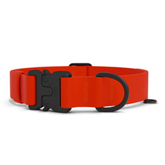 SÄKER waterproof dog collar orange front view with quick-release buckle for easy handling
