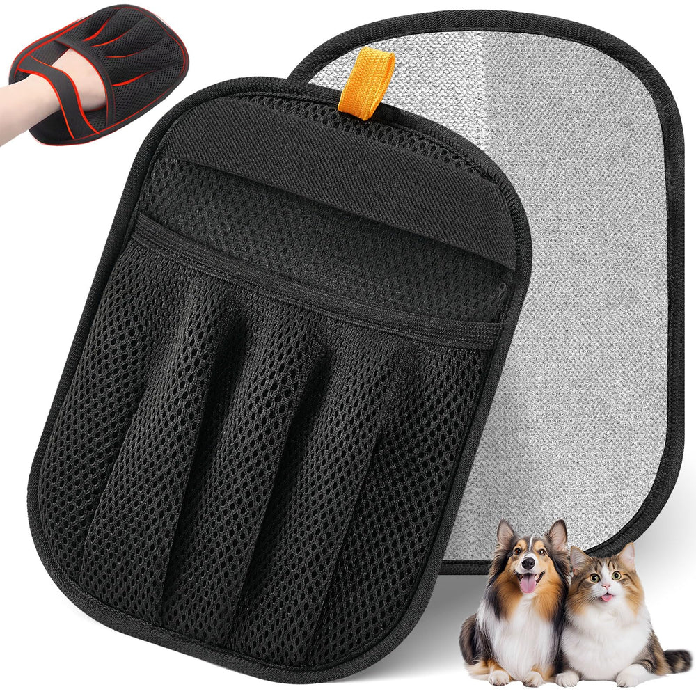 Salhap pet hair removal glove front view shows upgraded five finger design for fast pickup