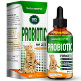 SalutemPet cat probiotics liquid bottle for digestive support.