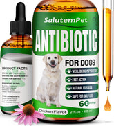 SalutemPet dog antibiotics chicken-flavor bottle shows easy dosing and palatable taste.