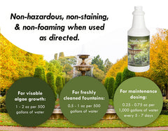 Sanco Fountain Algaecide dosing action demonstrating regular application to prevent algae bloom in ponds.