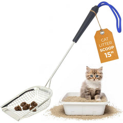 Sand Dipper metal cat litter scoop long-handle for easy reach and quick cleanup.
