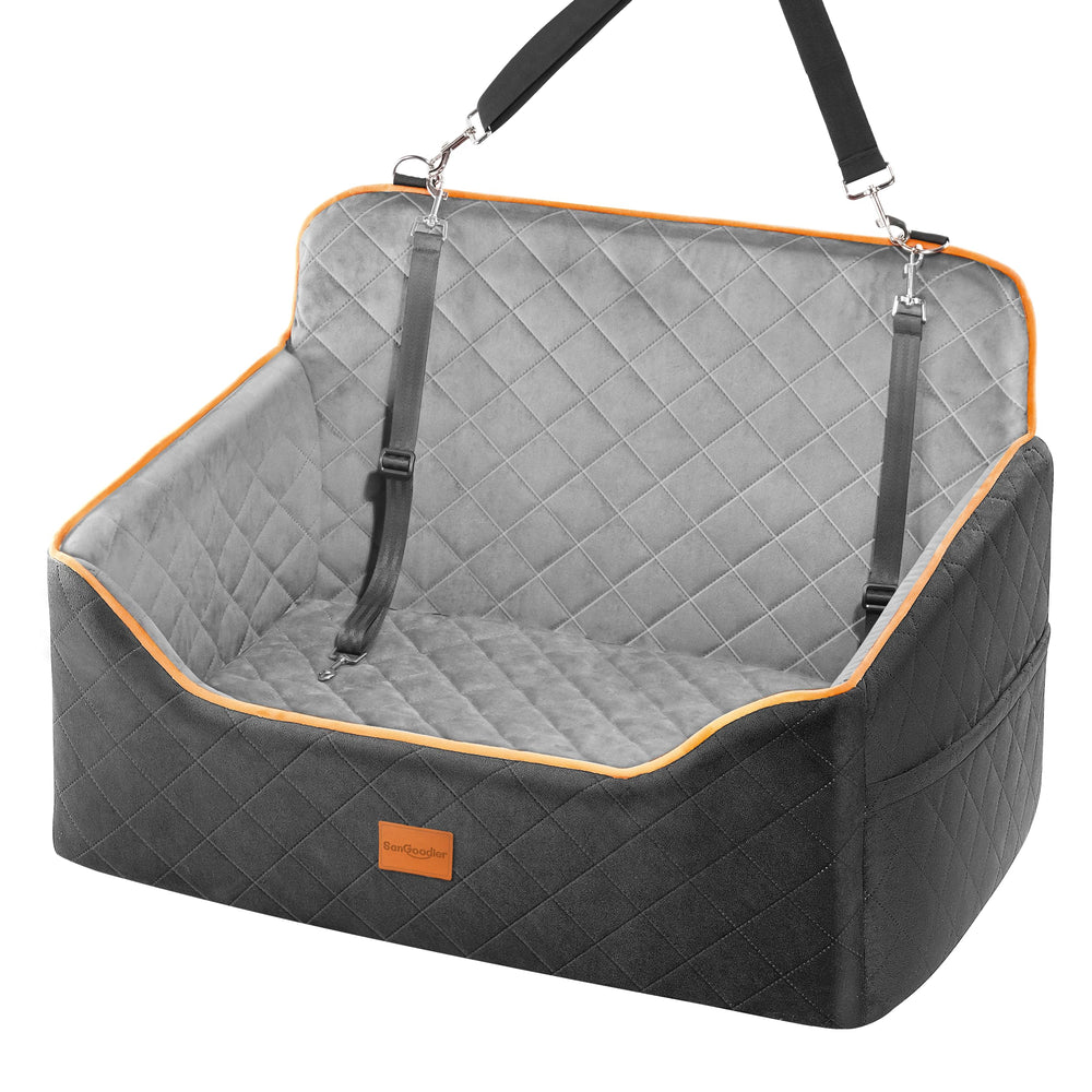 Sangoodier dog car seat booster back view showing secure comfort for medium dogs