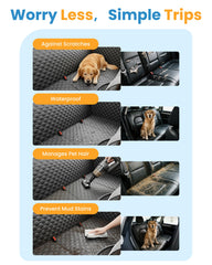 Sangoodier dog seat cover demonstrates extended-space design for comfortable travel.