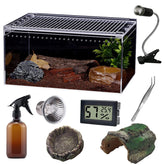 SANOSY reptile terrarium top view highlights 360-degree habitat and feeding access.