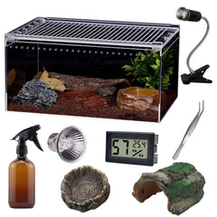 SANOSY reptile terrarium top view highlights 360-degree habitat and feeding access.