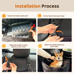 SANUODO dog car seat with two safety belts for stable installations