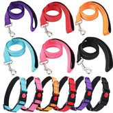 Sanwuta 6-set reflective dog leash and collar pack improves nighttime visibility for safe walks.