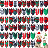 Sanwuta 60pcs Christmas plaid dog bandana pack for festive pet looks and gifting