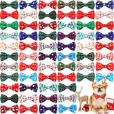 Sanwuta Christmas dog bow ties in assorted patterns add festive flair for holiday styling.