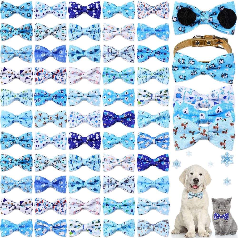Sanwuta winter dog bow with snowflake pattern adds festive charm.