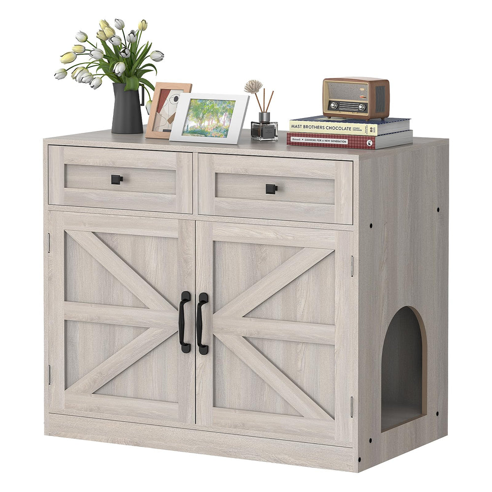 SANXUO cat litter box cabinet exterior view shows sturdy enclosure.