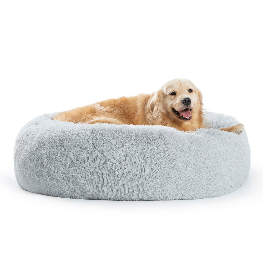 SAVFOX Calming Dog Bed plush donut small — cozy nest helps anxious dogs feel secure.