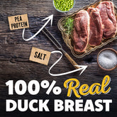 Savory Prime jerky de pato, tiras digestibles para perros de cualquier tamaño.