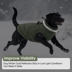 SAWMONG dog coat with reflective strip improves visibility in low light.