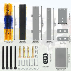 Sayutie livestock scratch brush mounted on a fence post for convenient placement