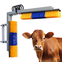 Sayutie livestock scratch brush with spring holder, side view, showcasing durable gentle grooming