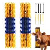 Sayutie livestock scratch brush two-pack, yellow, grooming tools for calm animal comfort.