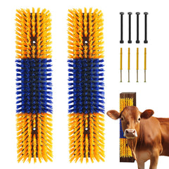 Sayutie livestock scratch brush two-pack, yellow, grooming tools for calm animal comfort.