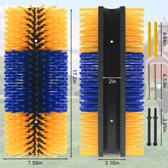 Sayutie livestock scratching brush-installation demonstrates easy barn mounting with included hardware