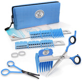 Scaredy Cut NO BUZZ blue dog clippers front view for quiet grooming sessions.