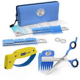 Scaredy Cut silent clipper blue in use for buzz-free grooming